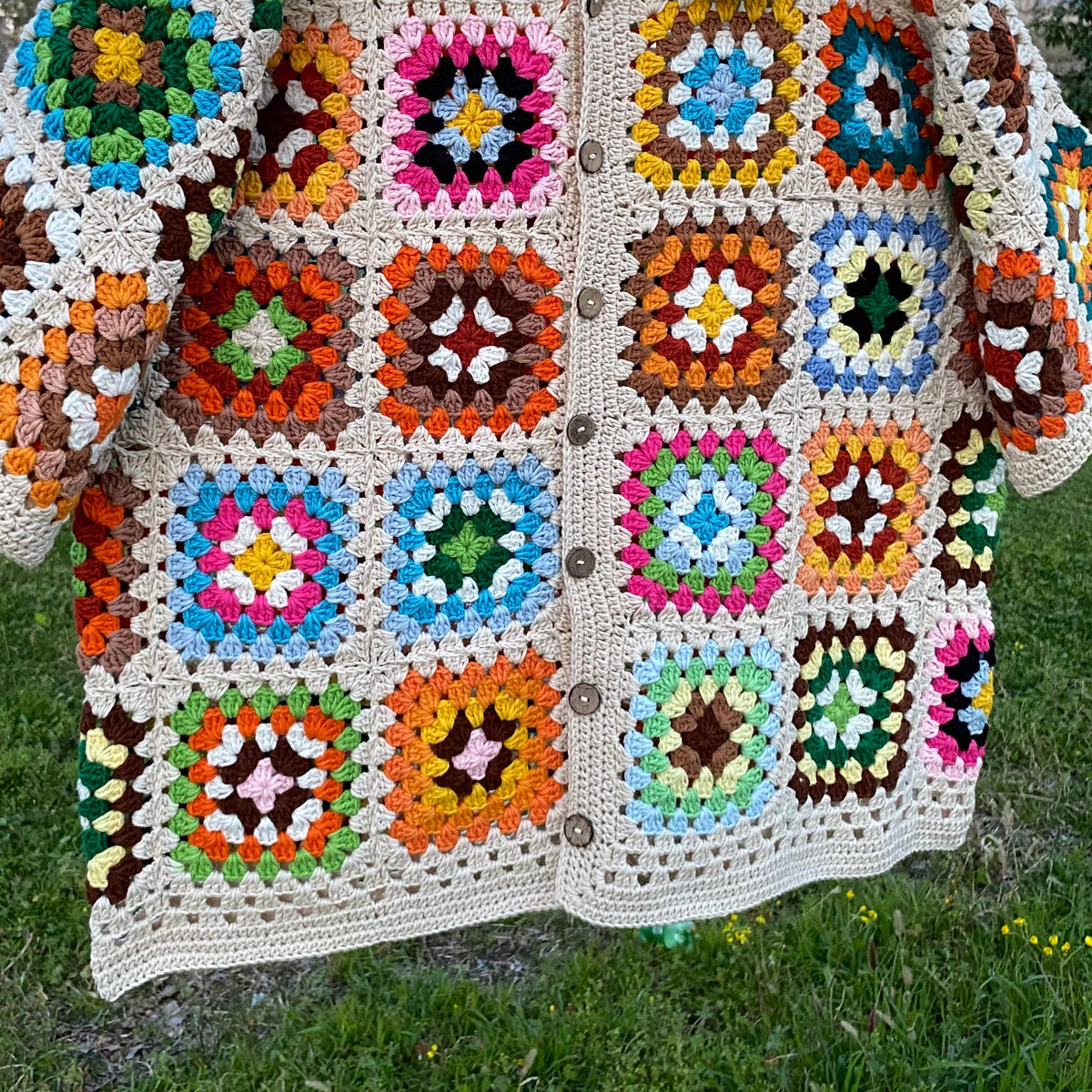 Colorful Granny Square Crochet Shirt: Lightweight Cotton Unisex Top